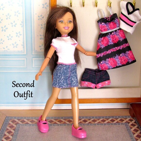 WEE 3 FRIENDS CLOTHES: DRESS, TOPS, SHOES, SKIRT, SHORTS, 6 ITEMS, PRETTY PINK - Picture 5 of 10